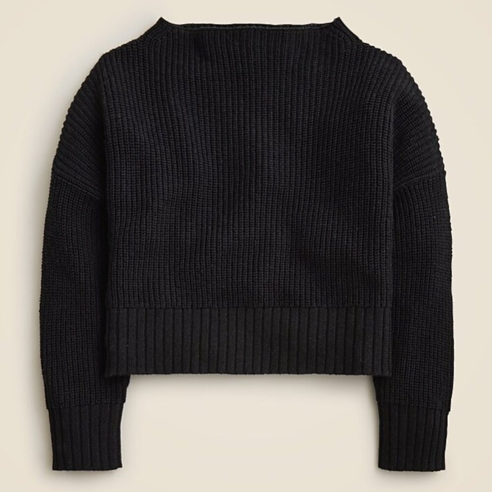 NWT J.Crew Retail XS Ribbed funnelneck sweater in linen-cotton blend